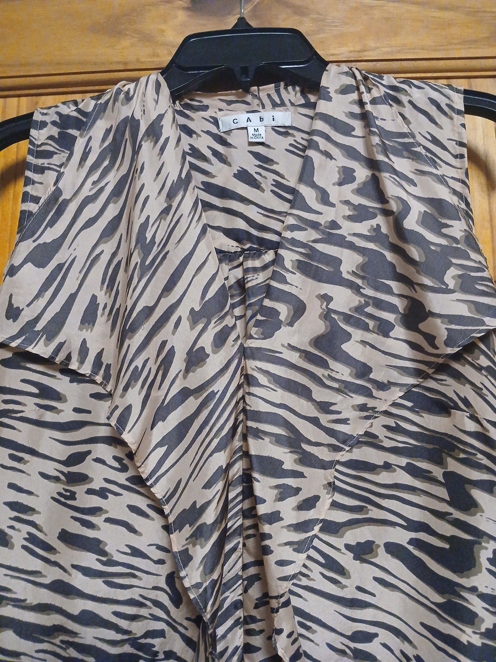 CAbi Zebra-Print Sleeveless Camisole in Black and Pink